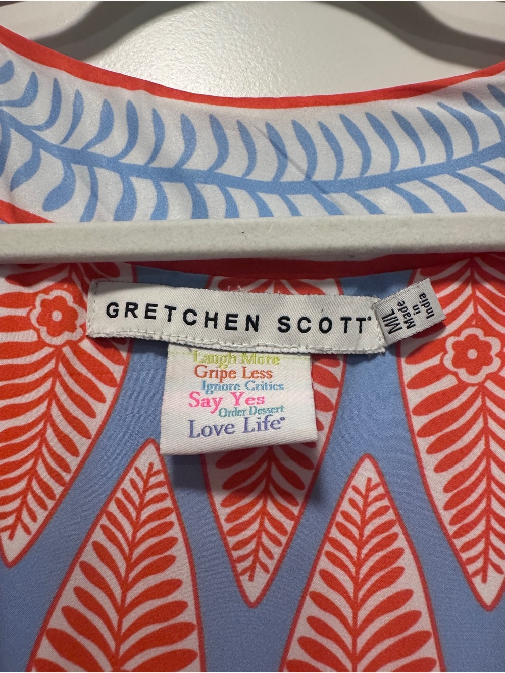Gretchen Scott Coral & Sky Blue Printed Duster Kimono Jacket Indian Summer M/L - Picture 4 of 7